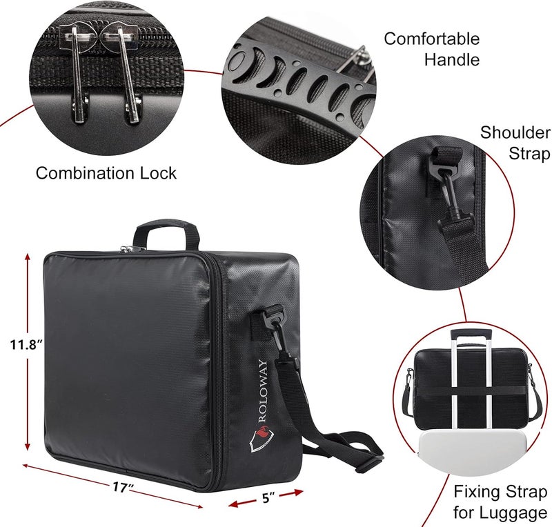 ROLOWAY Fireproof Document Bag with Lock (17 x 11.8 x 5 inch), Important Document Storage Bag with Multi-Layer File Organizers (Black) - Image 4